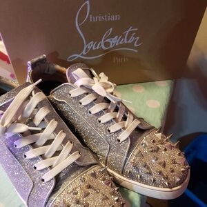 Christian Louboutin Glitter Spiked Sneakers
